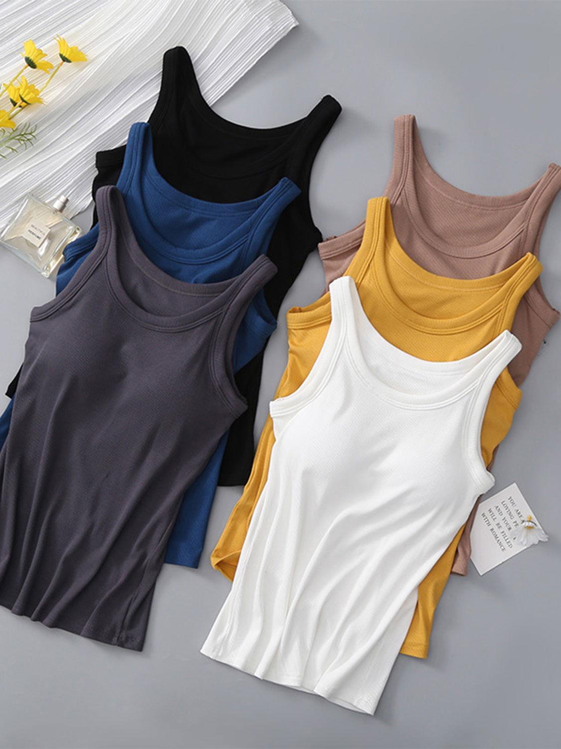 Round Neck Tank with Bra - Clothes For Her Online Store