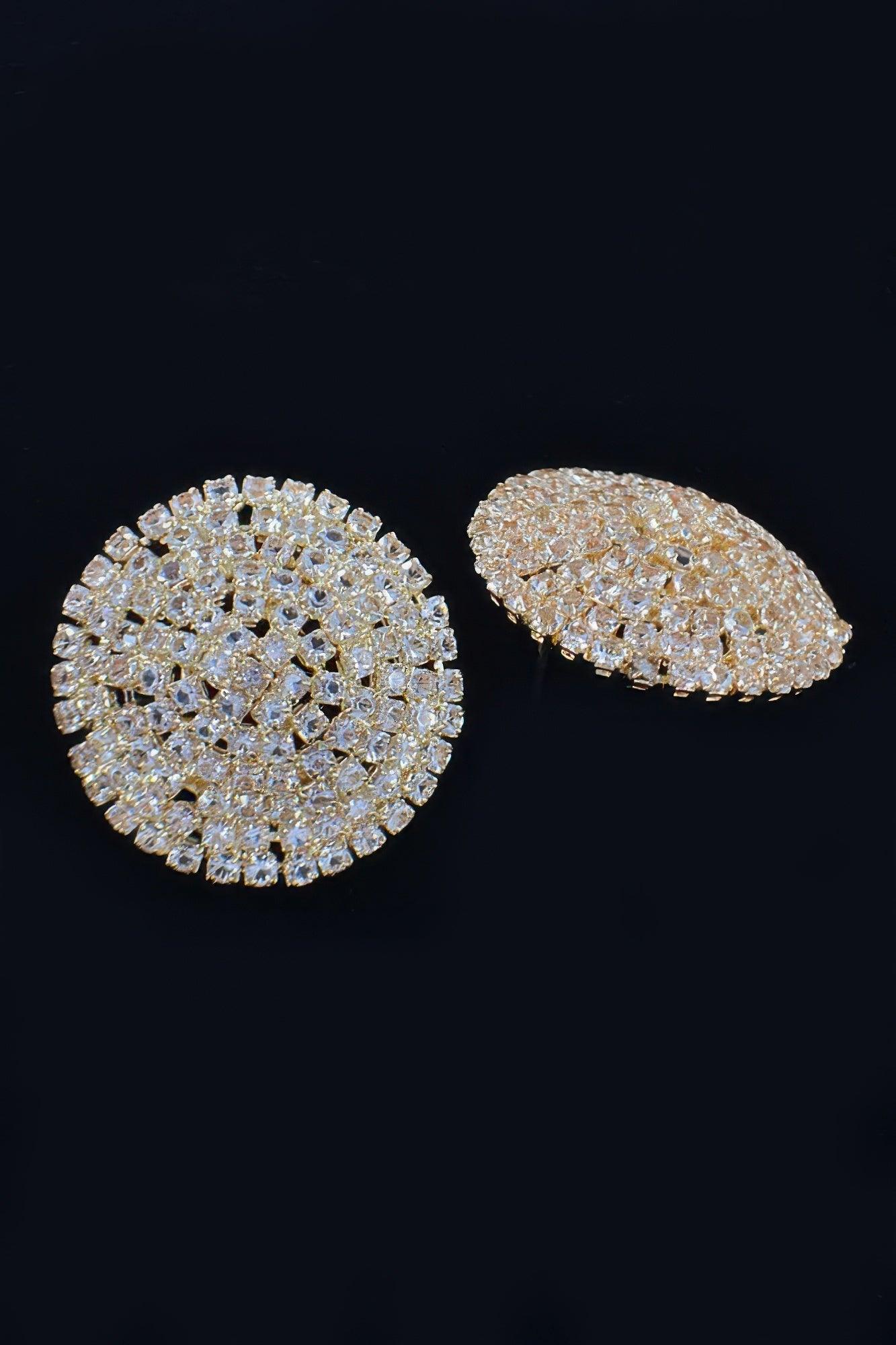 Round Shape Rhinestone Stud Earrings - Clothes For Her Online Store