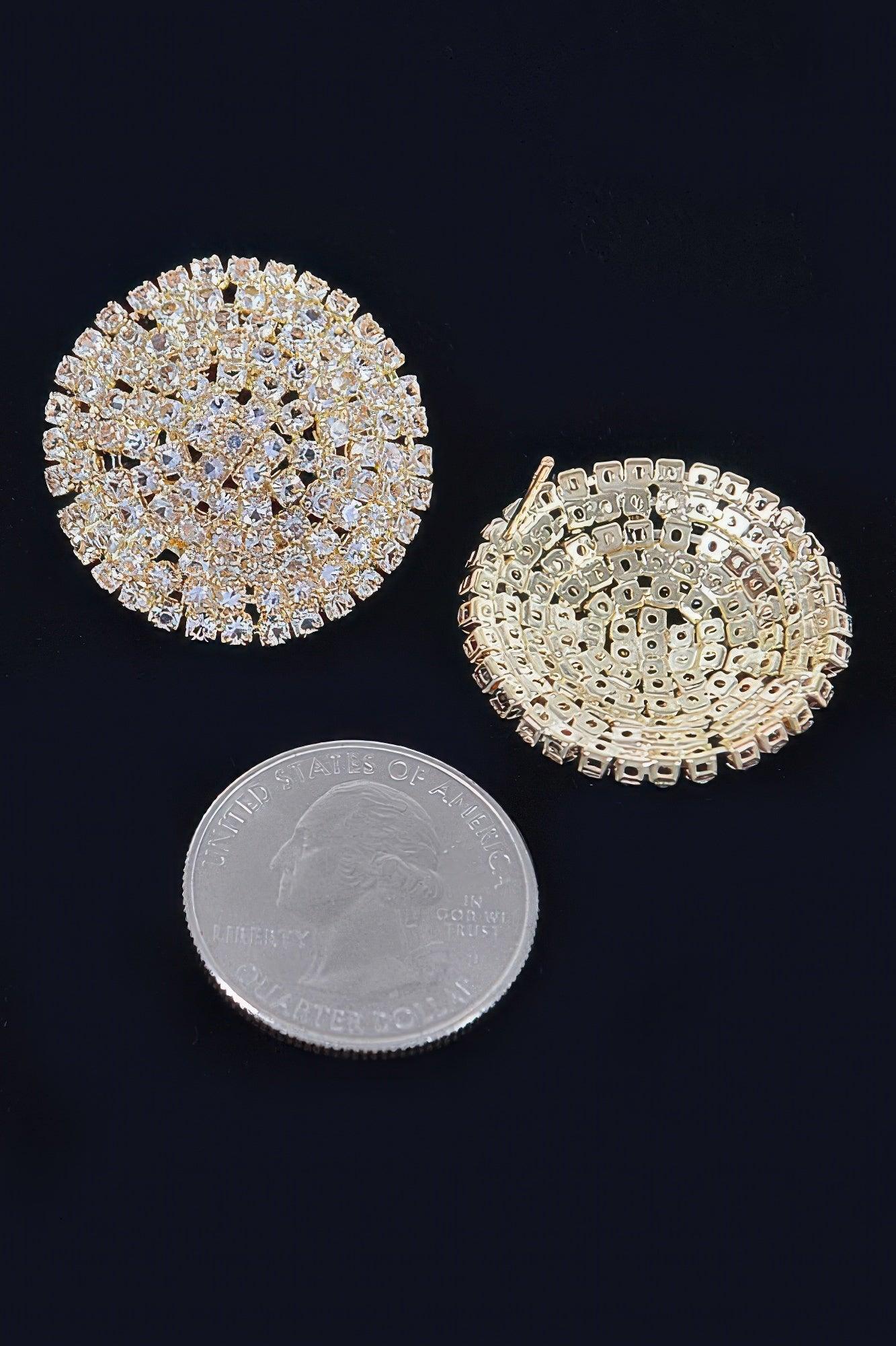 Round Shape Rhinestone Stud Earrings - Clothes For Her Online Store
