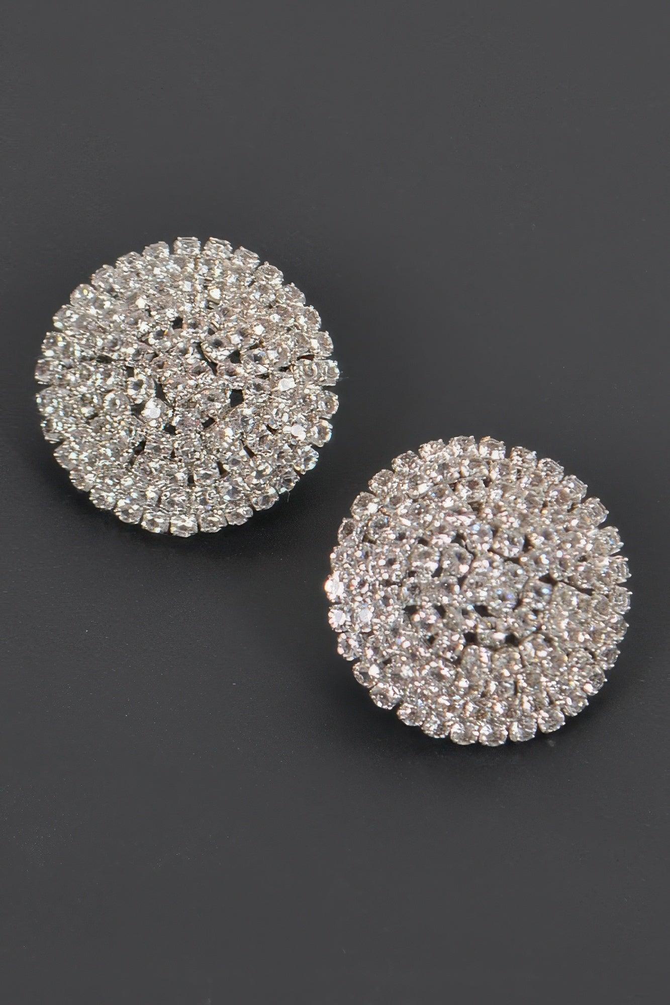 Round Shape Rhinestone Stud Earrings - Clothes For Her Online Store