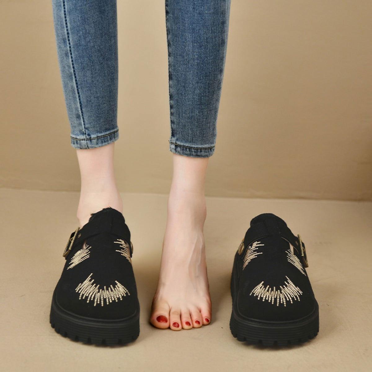 Round Toe Platform Loafers - Clothes For Her Online Store