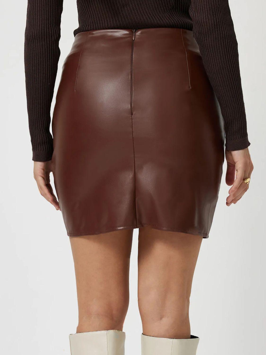 Ruched Asymmetrical Hem Skirt - Clothes For Her Online Store