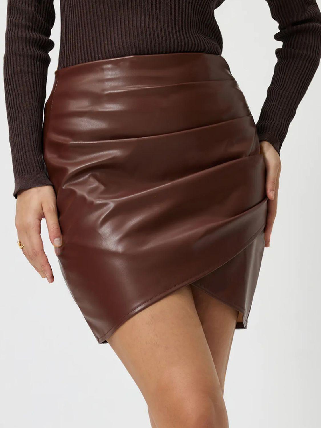Ruched Asymmetrical Hem Skirt - Clothes For Her Online Store