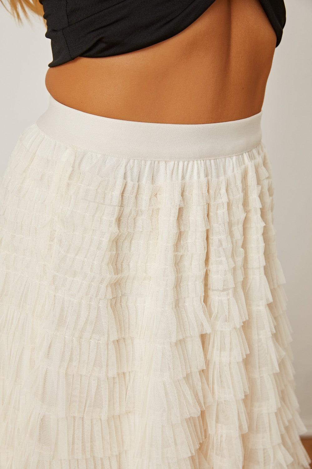 Ruched High Waist Tiered Skirt - Clothes For Her Online Store
