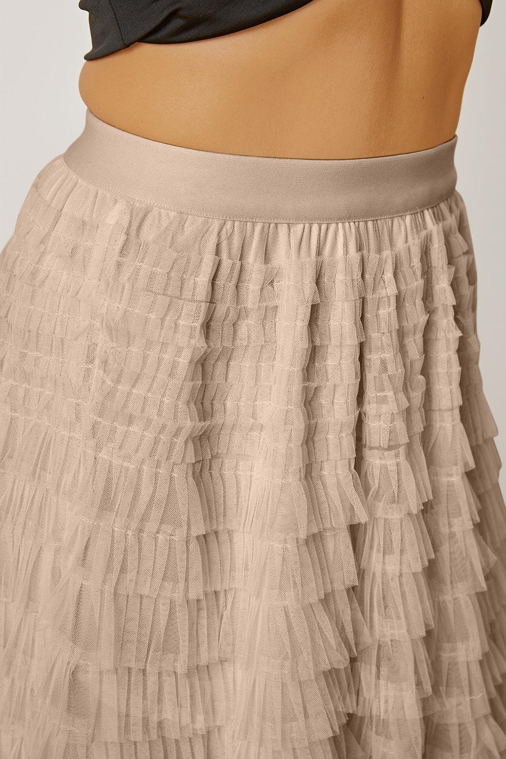 Ruched High Waist Tiered Skirt - Clothes For Her Online Store