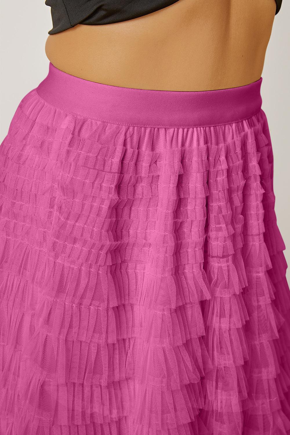 Ruched High Waist Tiered Skirt - Clothes For Her Online Store