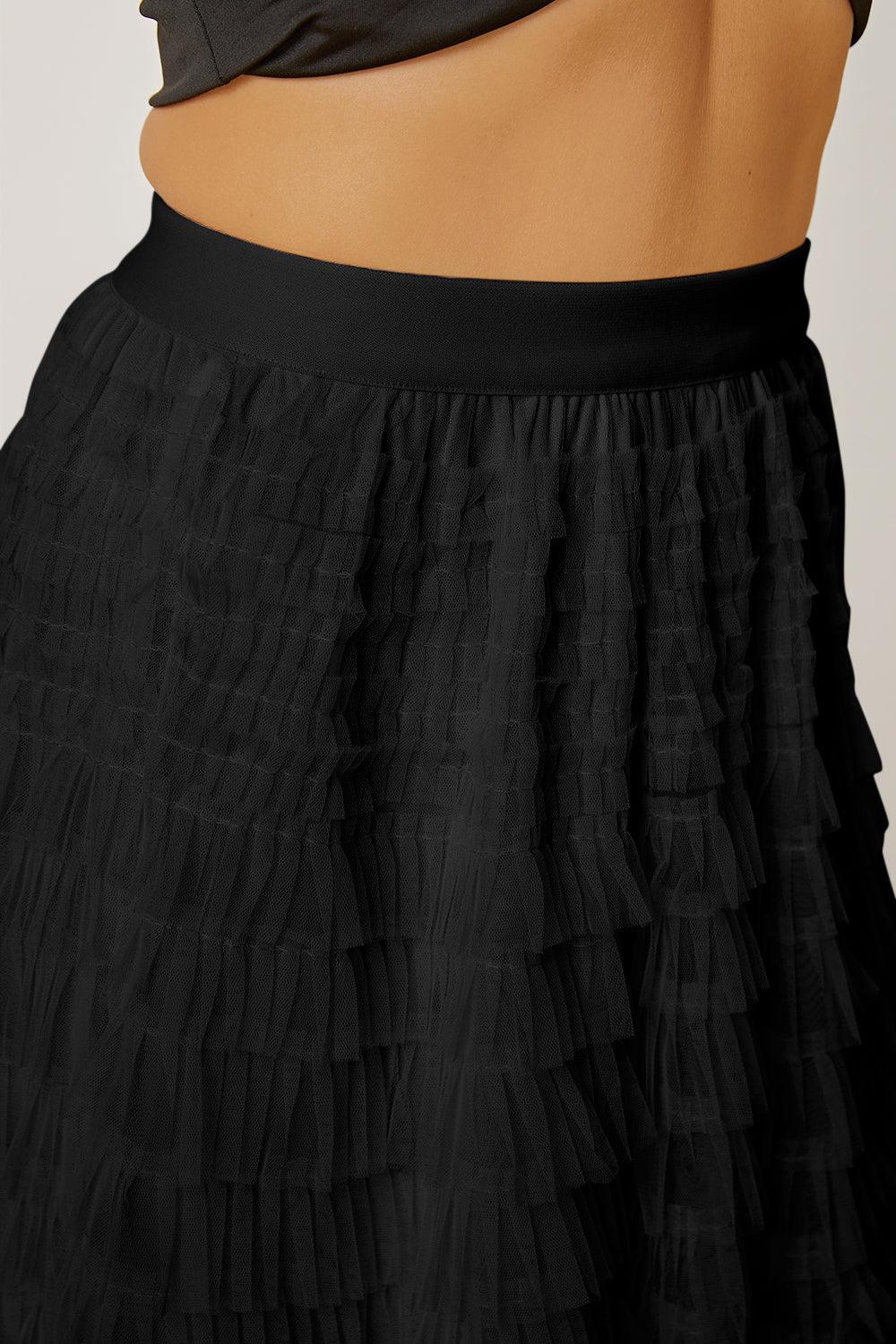 Ruched High Waist Tiered Skirt - Clothes For Her Online Store