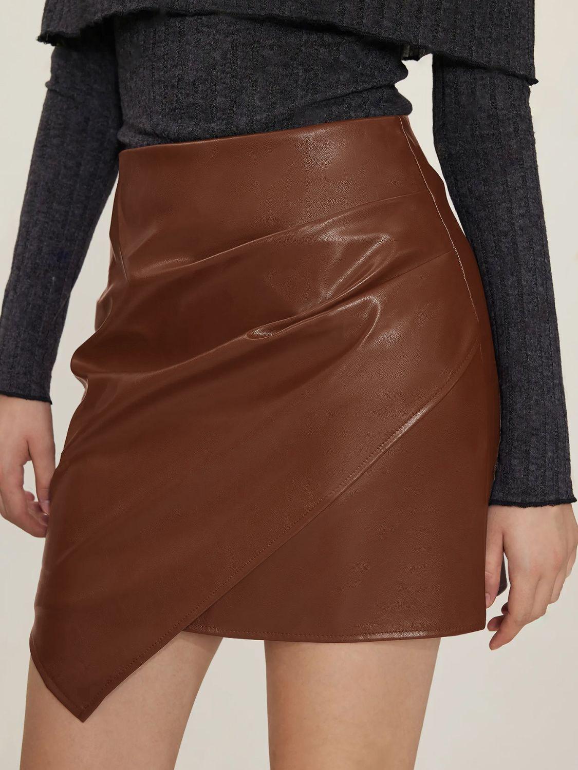 Ruched Mini Skirt with Zipper - Clothes For Her Online Store