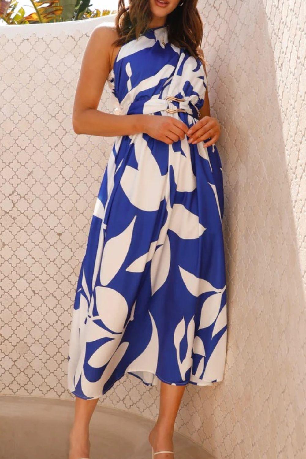 Ruched Printed Single Shoulder Dress - Clothes For Her Online Store