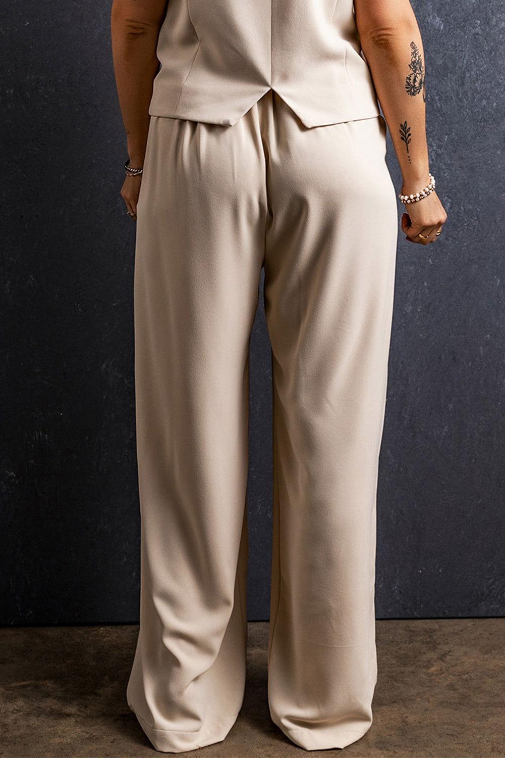 Ruched Wide Leg Pants with Pockets - Clothes For Her Online Store