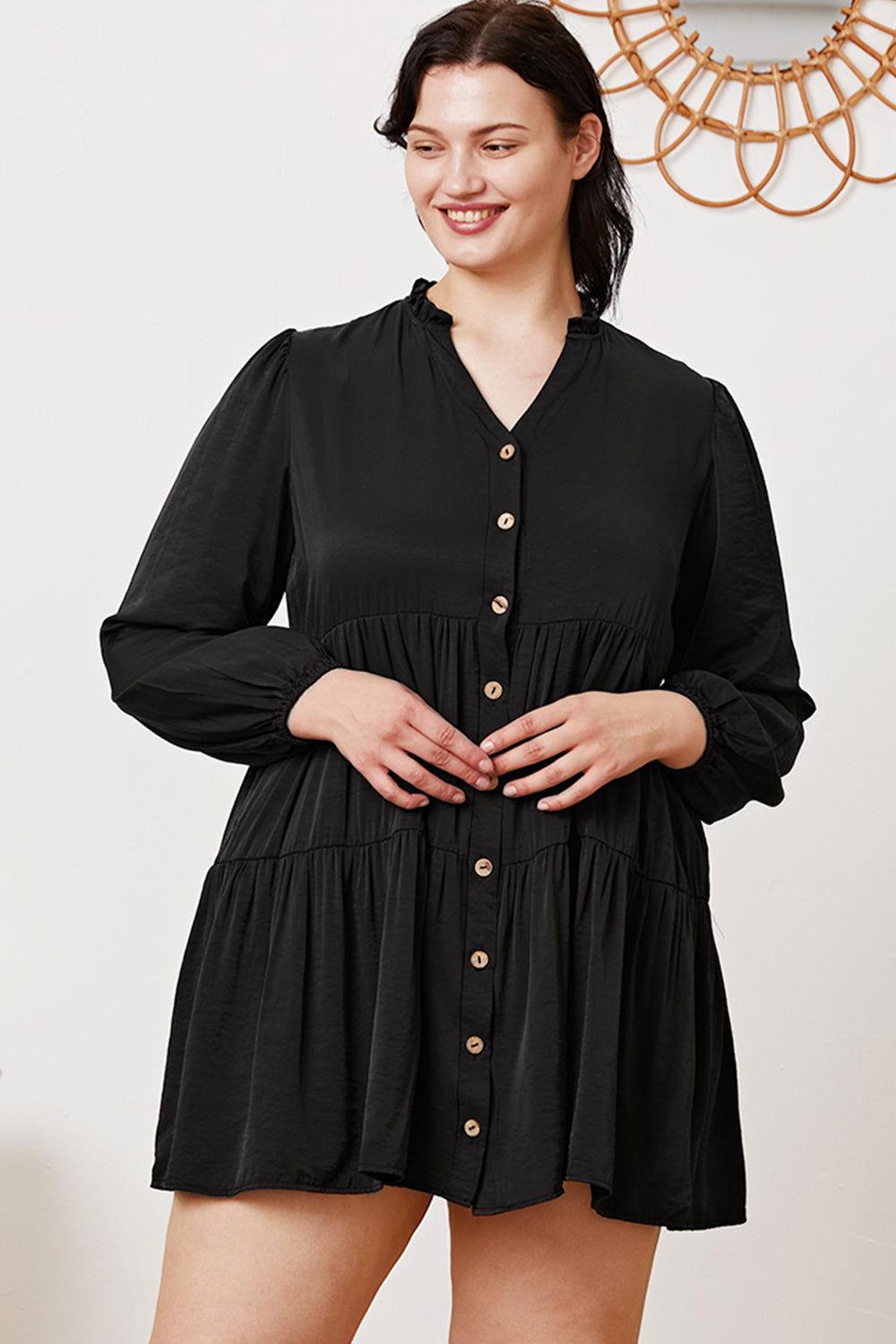 Ruffled Button Up Long Sleeve Tiered Shirt - Clothes For Her Online Store