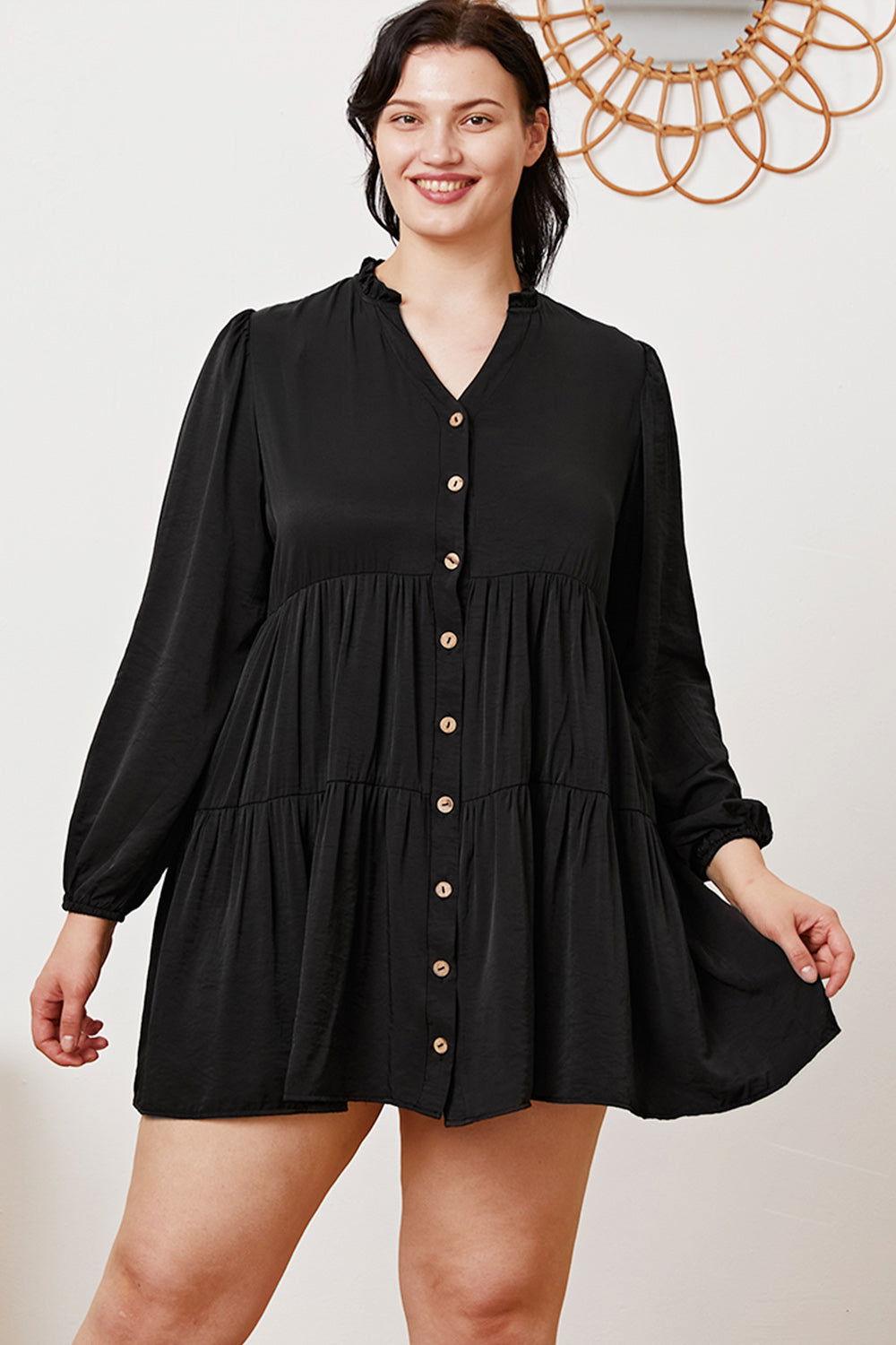 Ruffled Button Up Long Sleeve Tiered Shirt - Clothes For Her Online Store