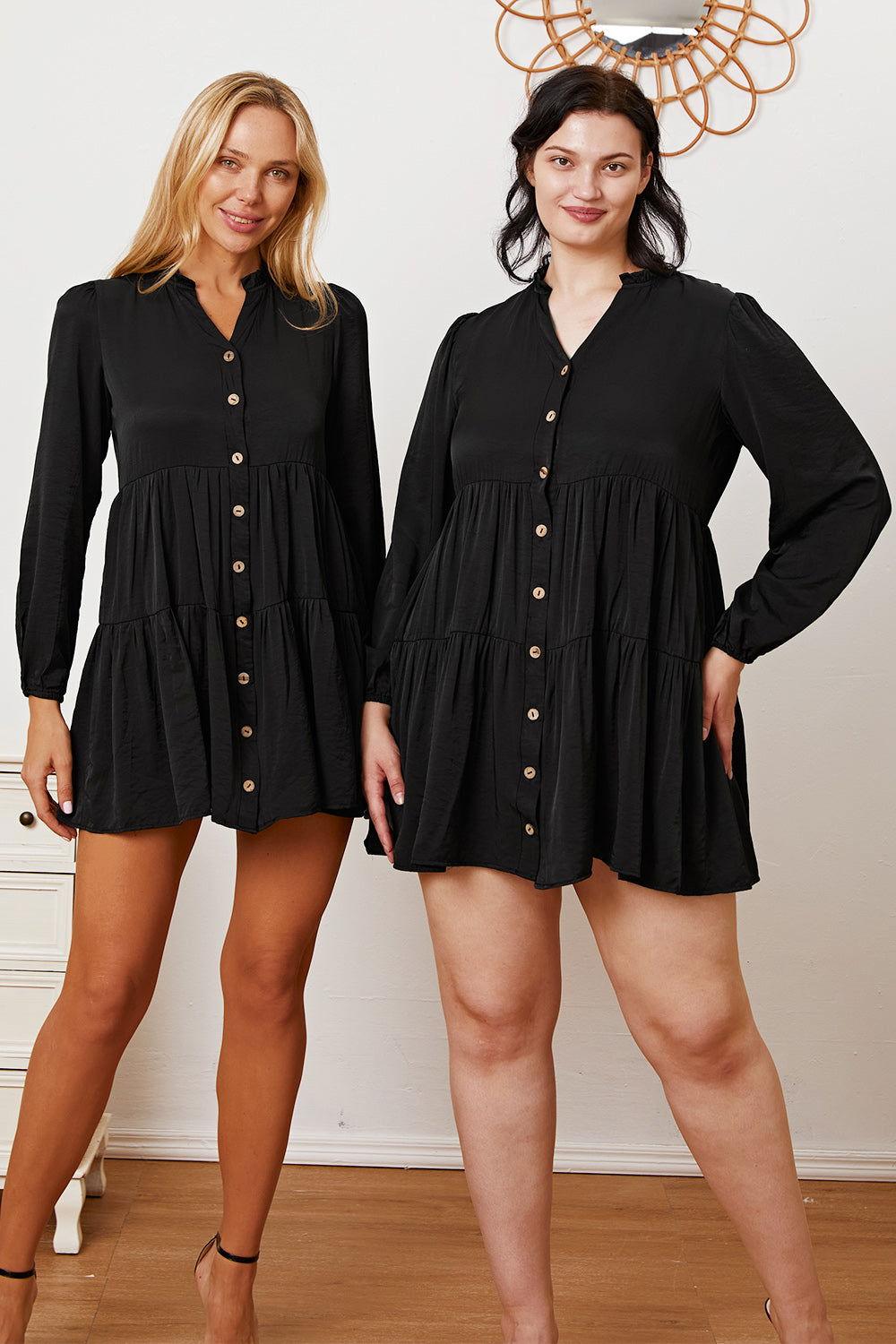 Ruffled Button Up Long Sleeve Tiered Shirt - Clothes For Her Online Store