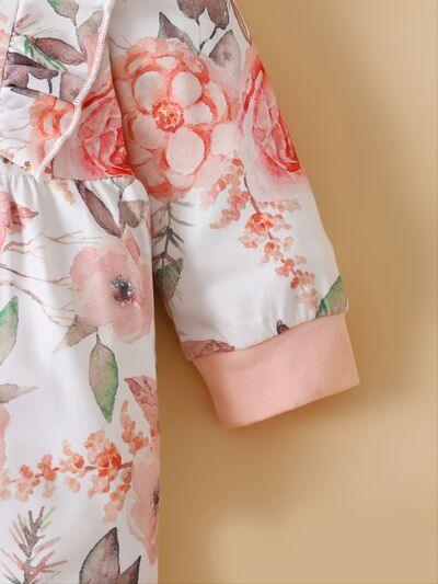 Ruffled Floral Round Neck Jumpsuit with Headband - Clothes For Her Online Store