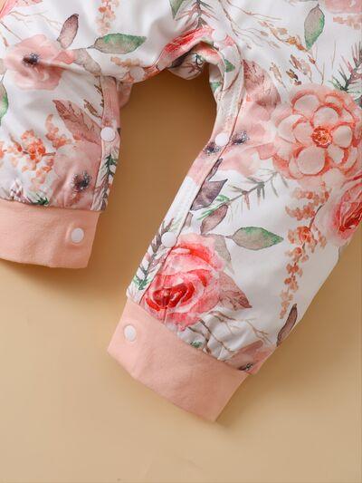 Ruffled Floral Round Neck Jumpsuit with Headband - Clothes For Her Online Store