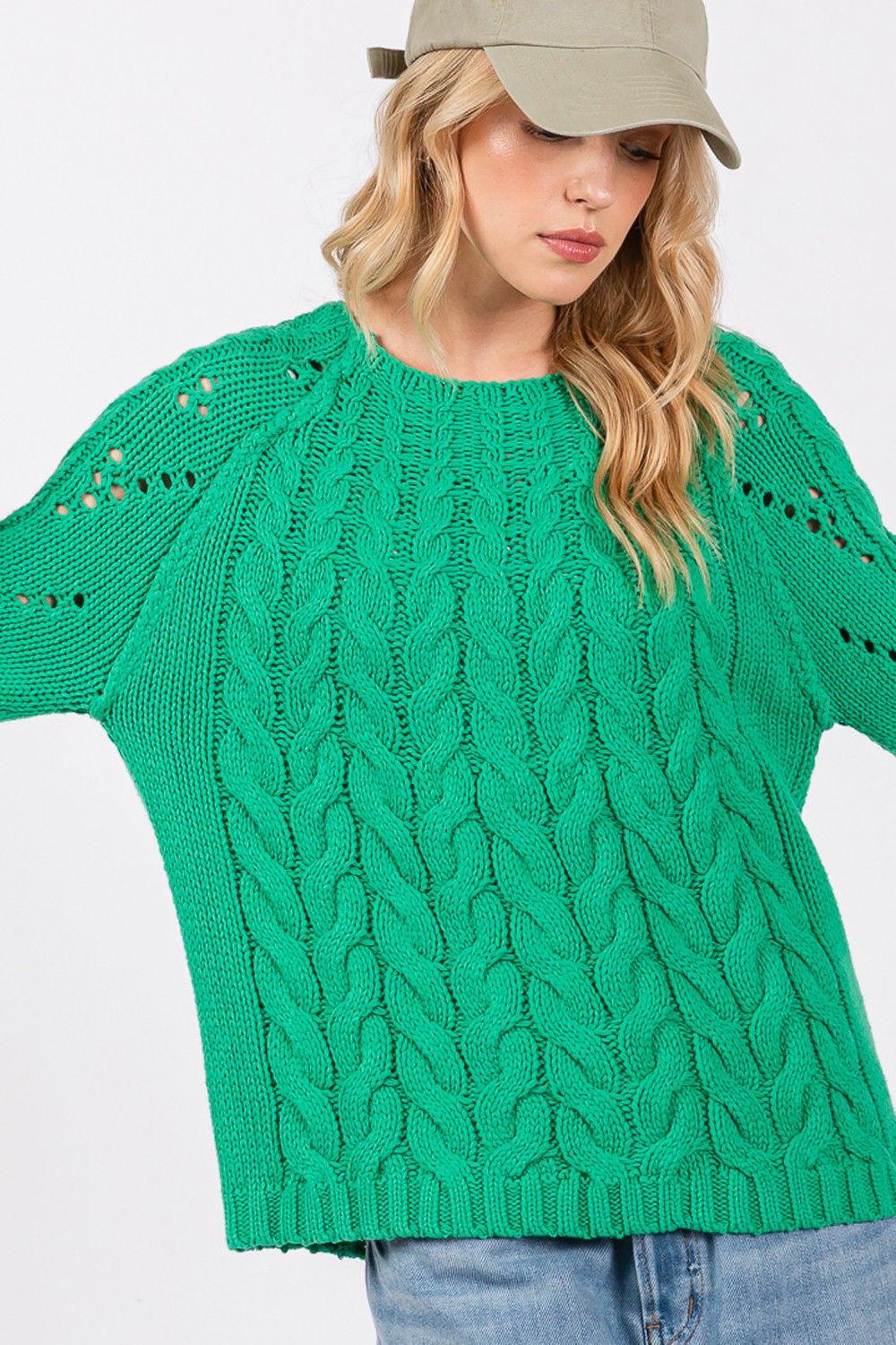 SAGE + FIG Cable-Knit Long Sleeve Sweater - Clothes For Her Online Store