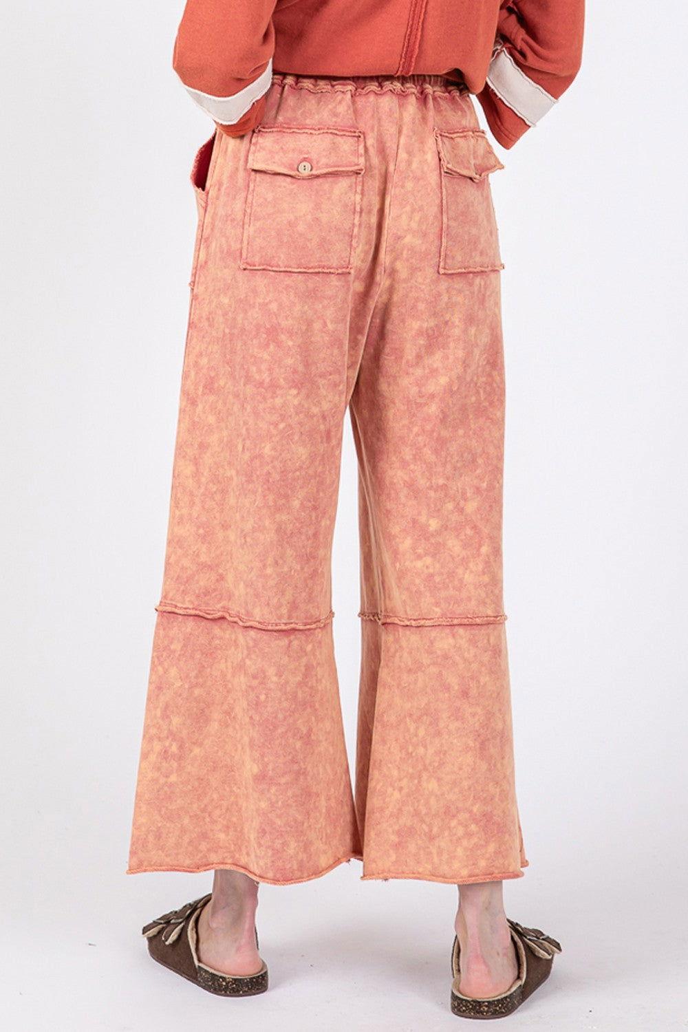 SAGE + FIG Mineral Washed Terry Wide Leg Pants - Clothes For Her Online Store