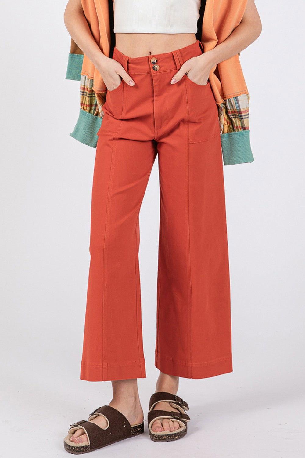 SAGE + FIG Wide Leg Cropped Pants - Clothes For Her Online Store