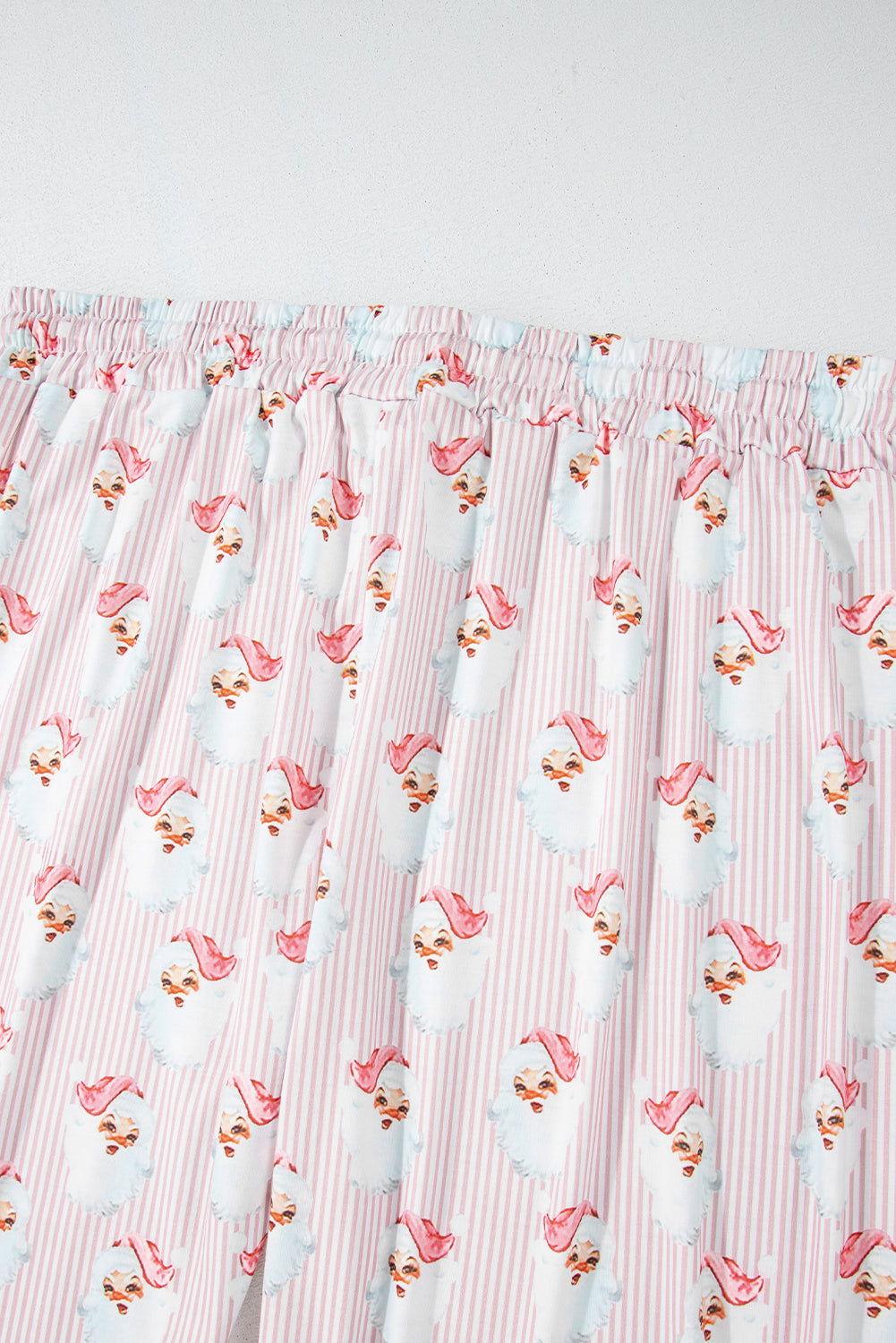 Santa Print Long Sleeve Top and Pants Lounge Set - Clothes For Her Online Store