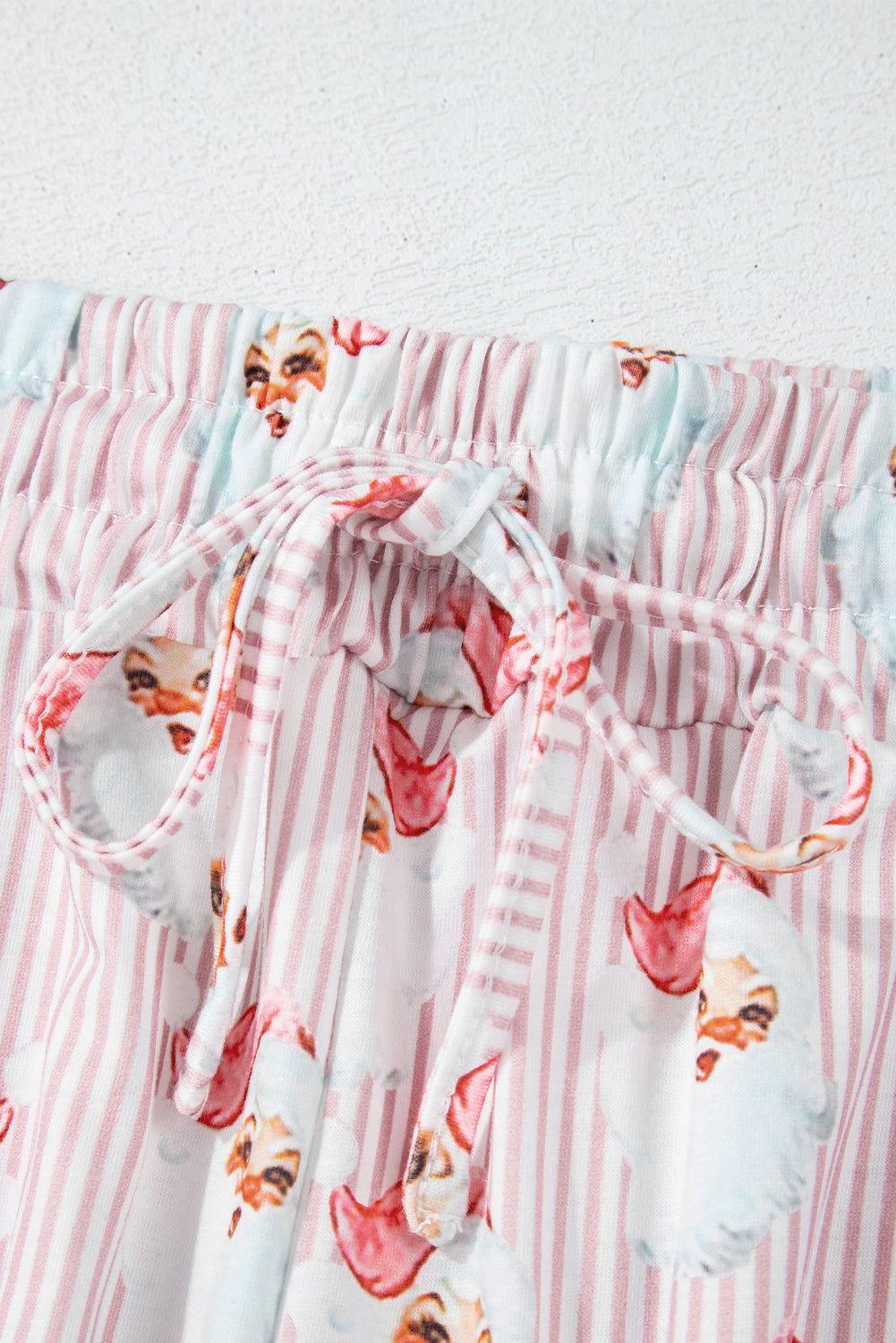 Santa Print Long Sleeve Top and Pants Lounge Set - Clothes For Her Online Store