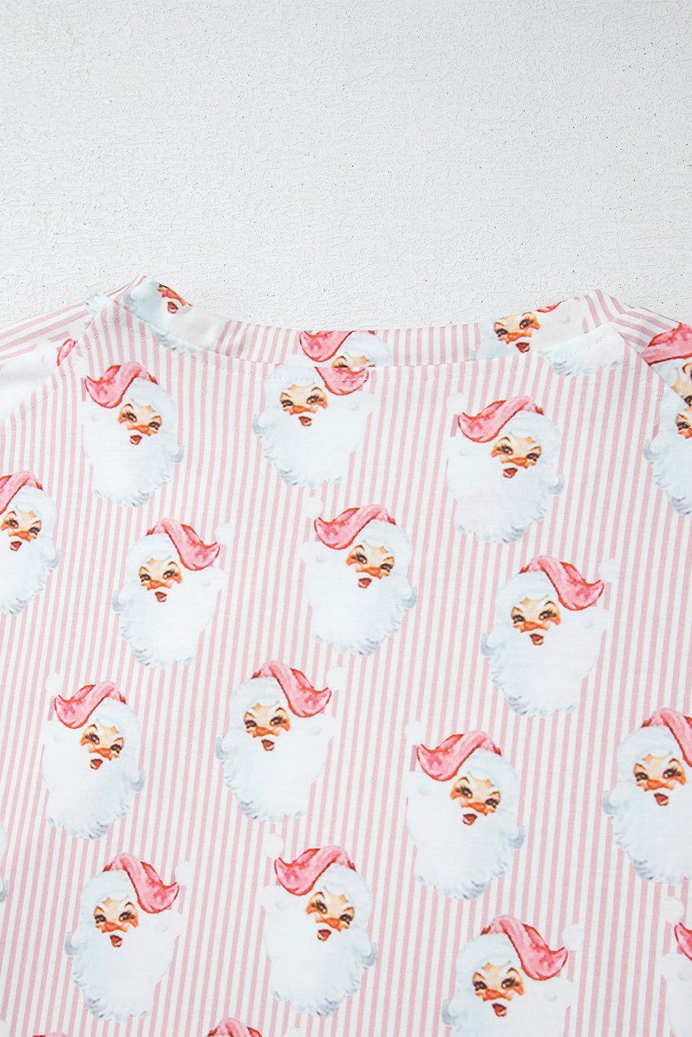 Santa Print Long Sleeve Top and Pants Lounge Set - Clothes For Her Online Store