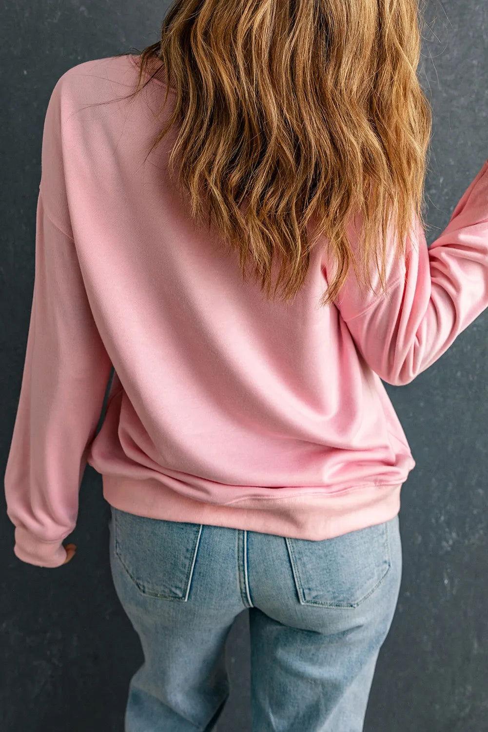 Santa Round Neck Long Sleeve Sweatshirt - Clothes For Her Online Store