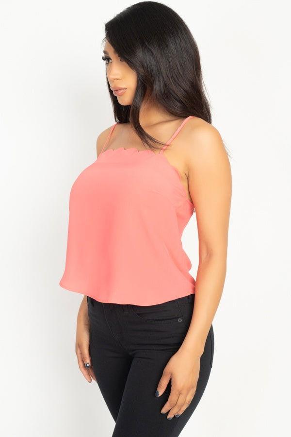 Scallop Opening Cami Top - Clothes For Her Online Store