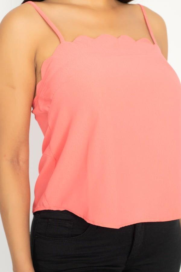 Scallop Opening Cami Top - Clothes For Her Online Store