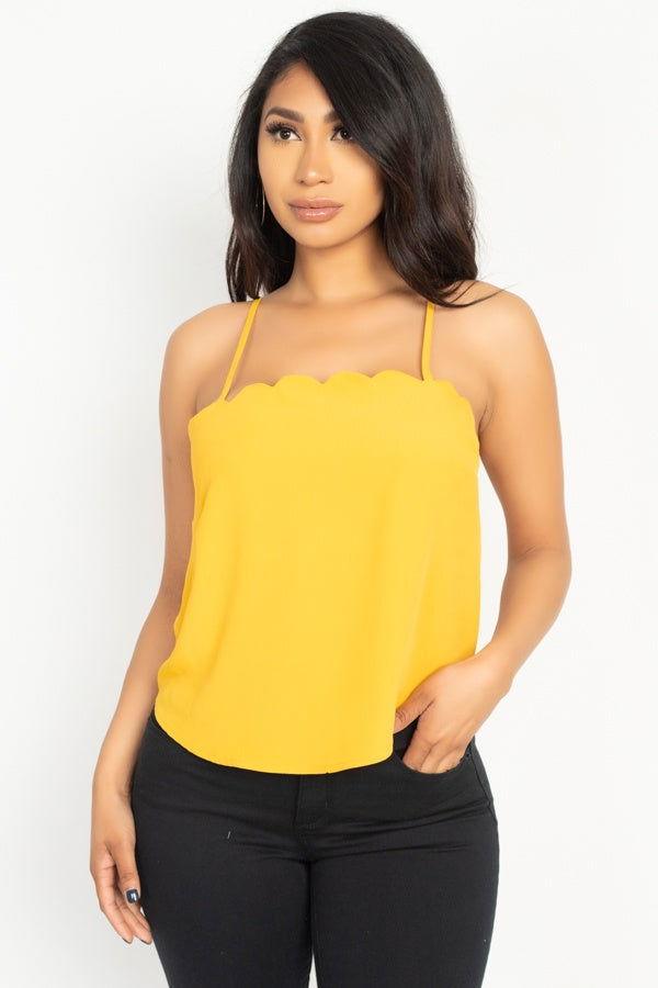 Scallop Opening Cami Top - Clothes For Her Online Store