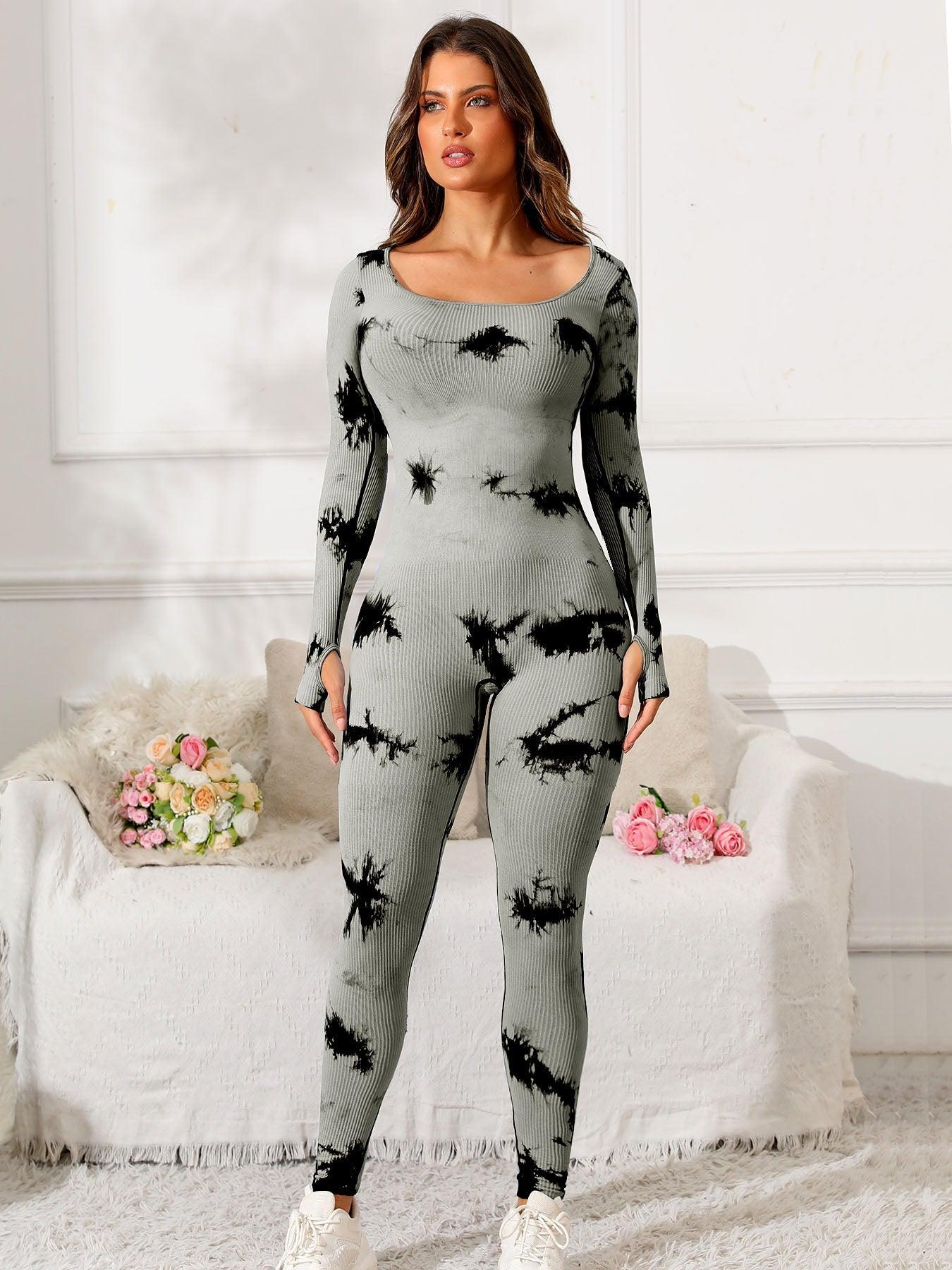 Scoop Neck Long Sleeve Active Jumpsuit - Clothes For Her Online Store