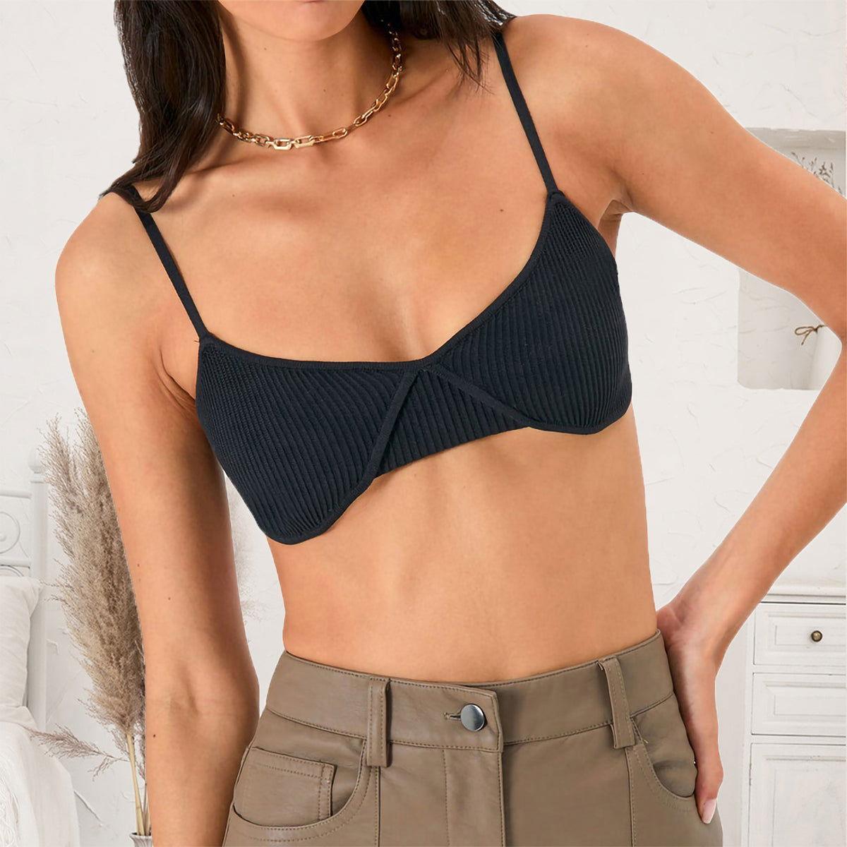 Scoop Neck Spaghetti Strap Bra - Clothes For Her Online Store
