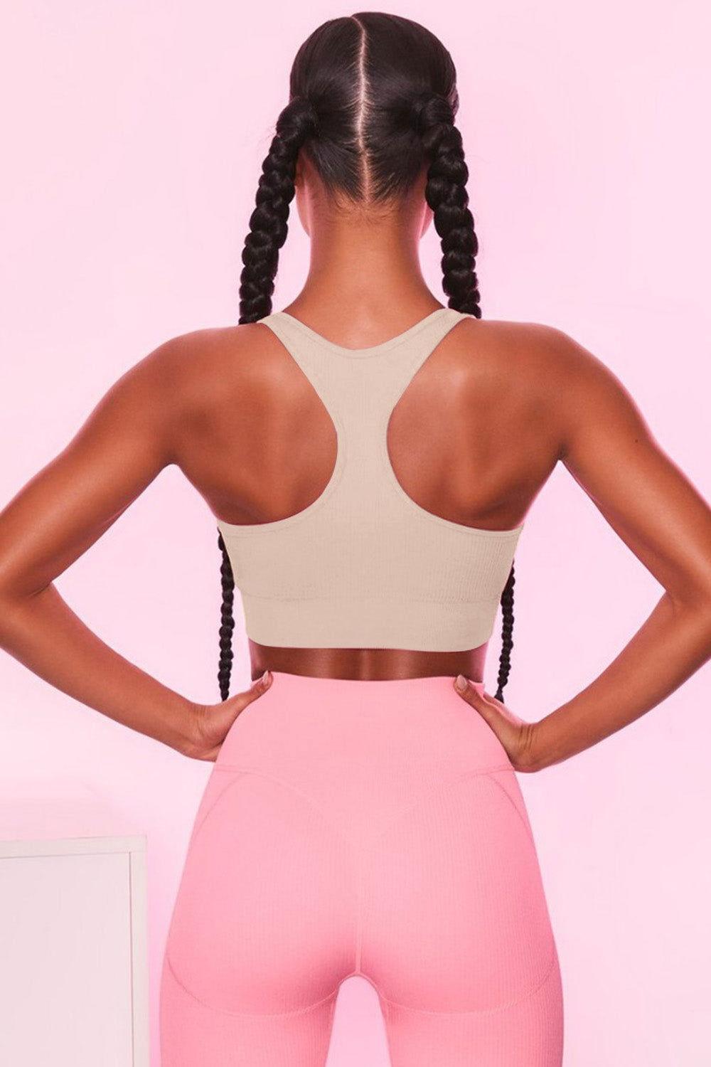Scoop Neck Wide Strap Active Bra - Clothes For Her Online Store
