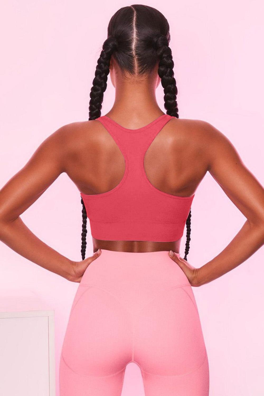 Scoop Neck Wide Strap Active Bra - Clothes For Her Online Store