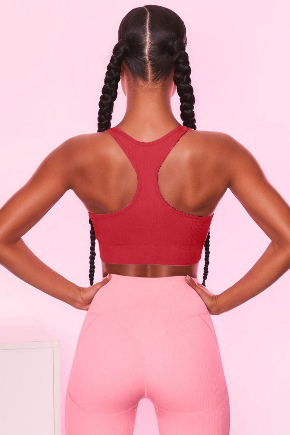 Scoop Neck Wide Strap Active Bra - Clothes For Her Online Store