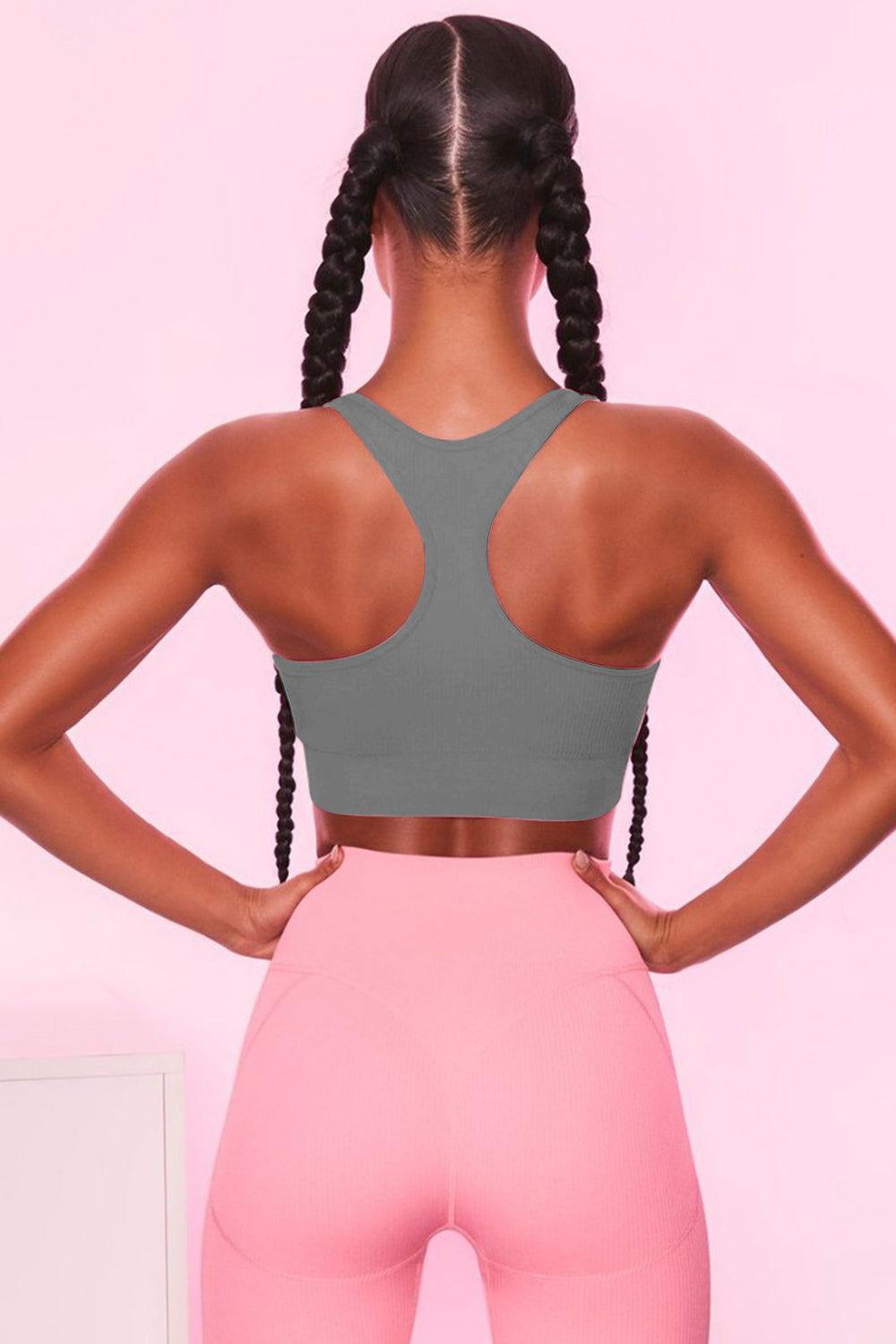 Scoop Neck Wide Strap Active Bra - Clothes For Her Online Store