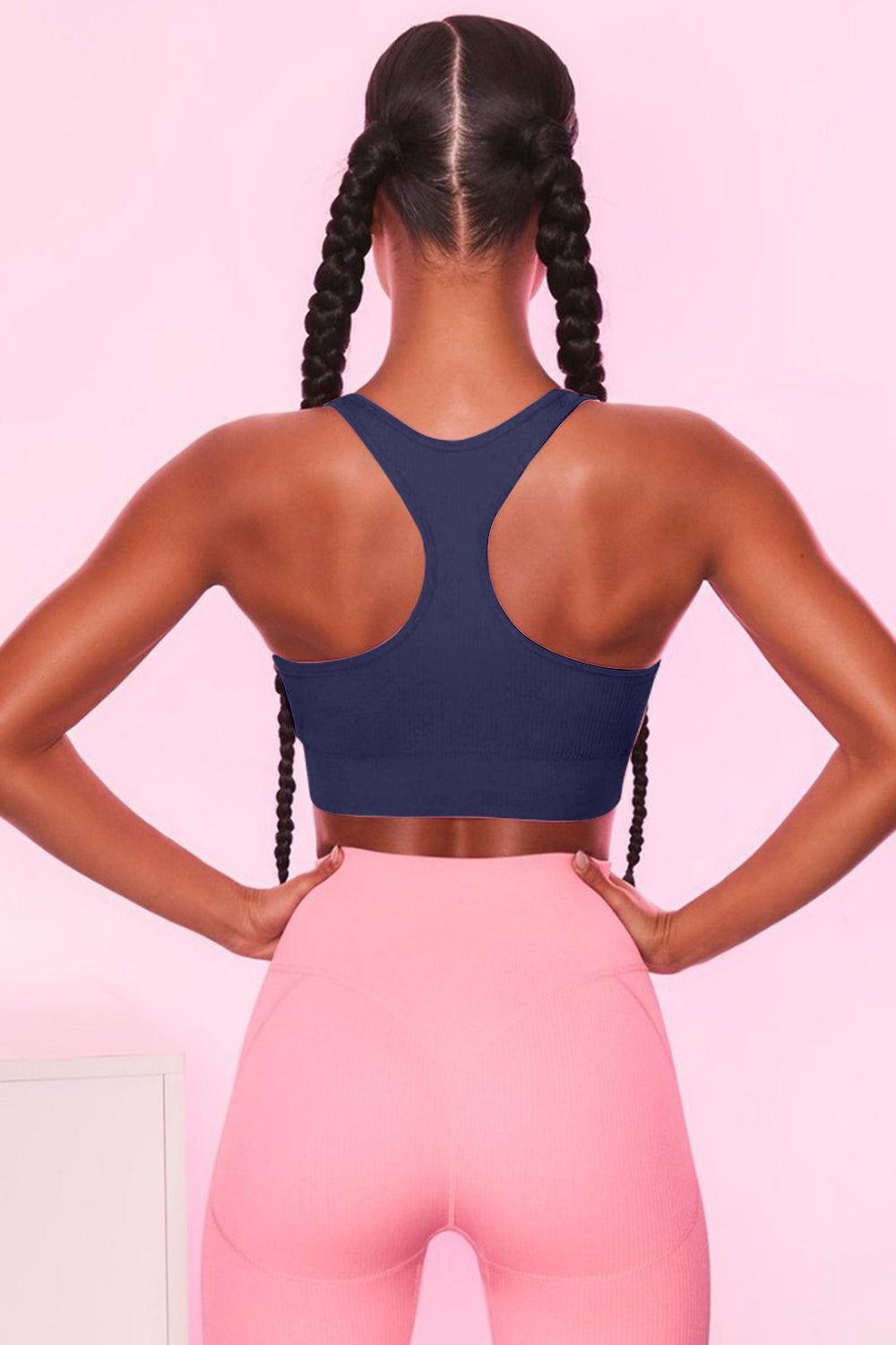 Scoop Neck Wide Strap Active Bra - Clothes For Her Online Store