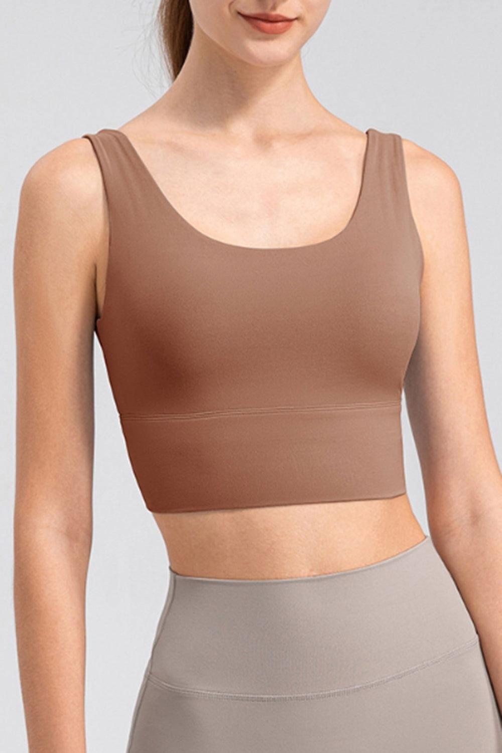Scoop Neck Wide Strap Active Tank - Clothes For Her Online Store
