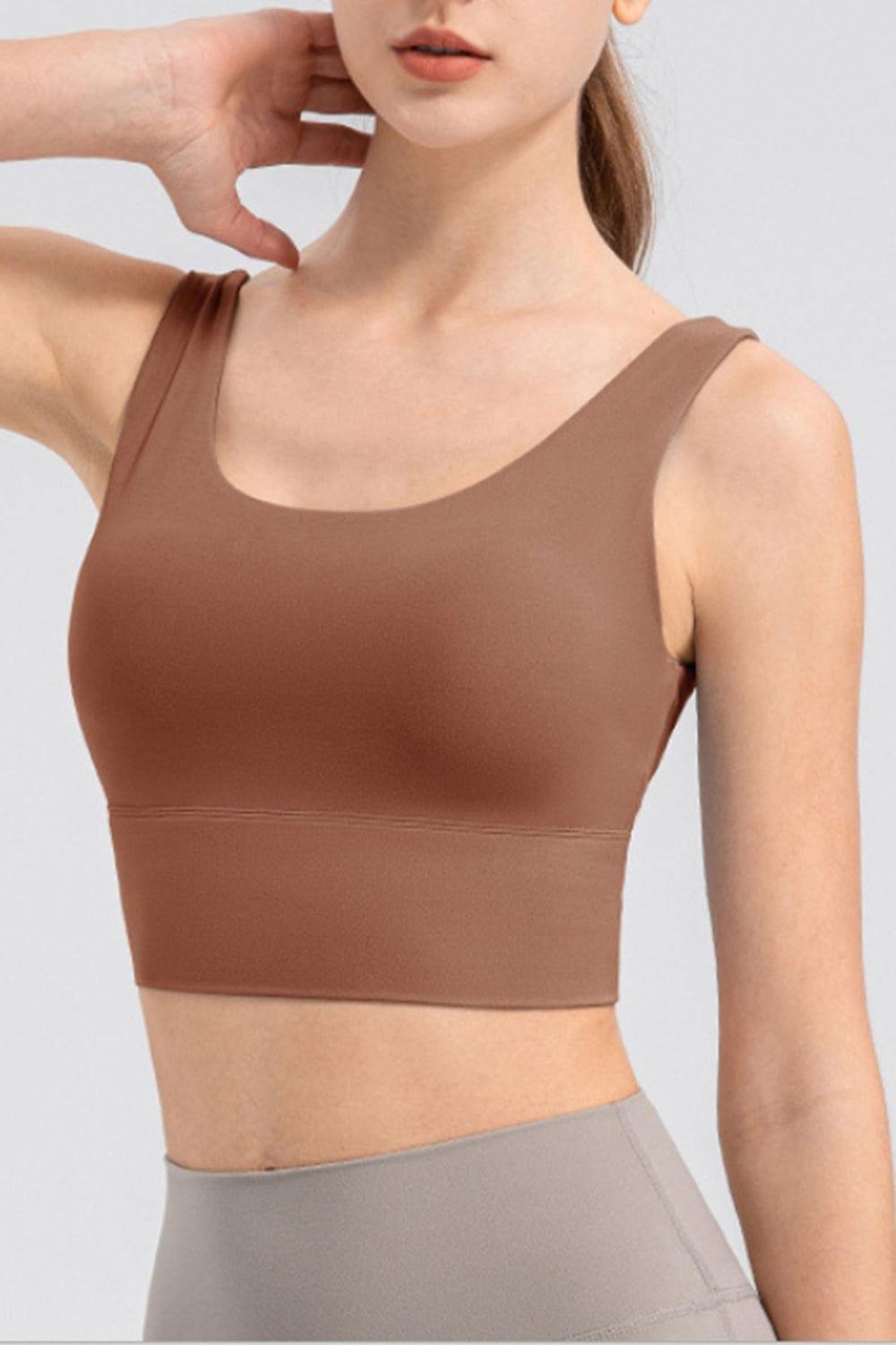 Scoop Neck Wide Strap Active Tank - Clothes For Her Online Store
