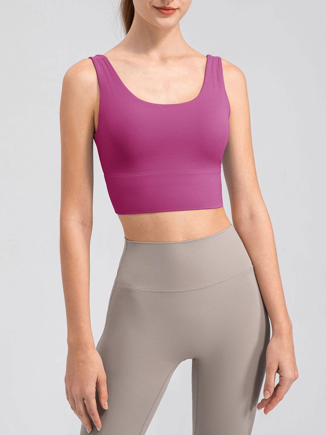 Scoop Neck Wide Strap Active Tank - Clothes For Her Online Store