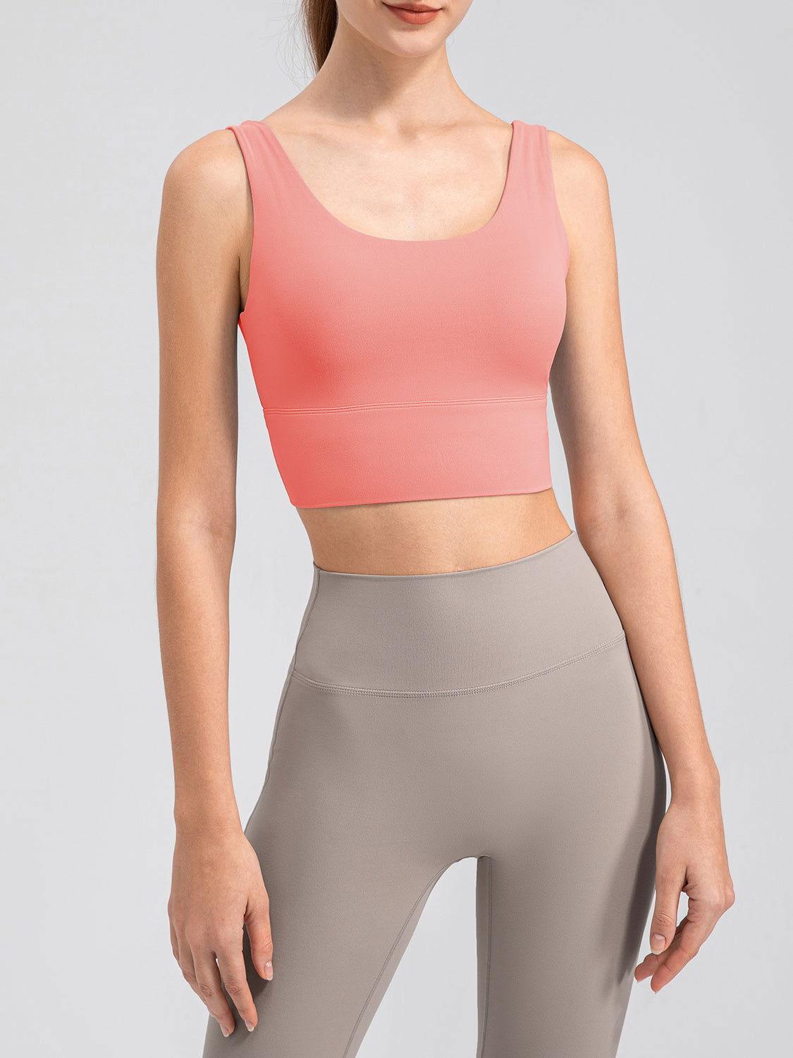 Scoop Neck Wide Strap Active Tank - Clothes For Her Online Store