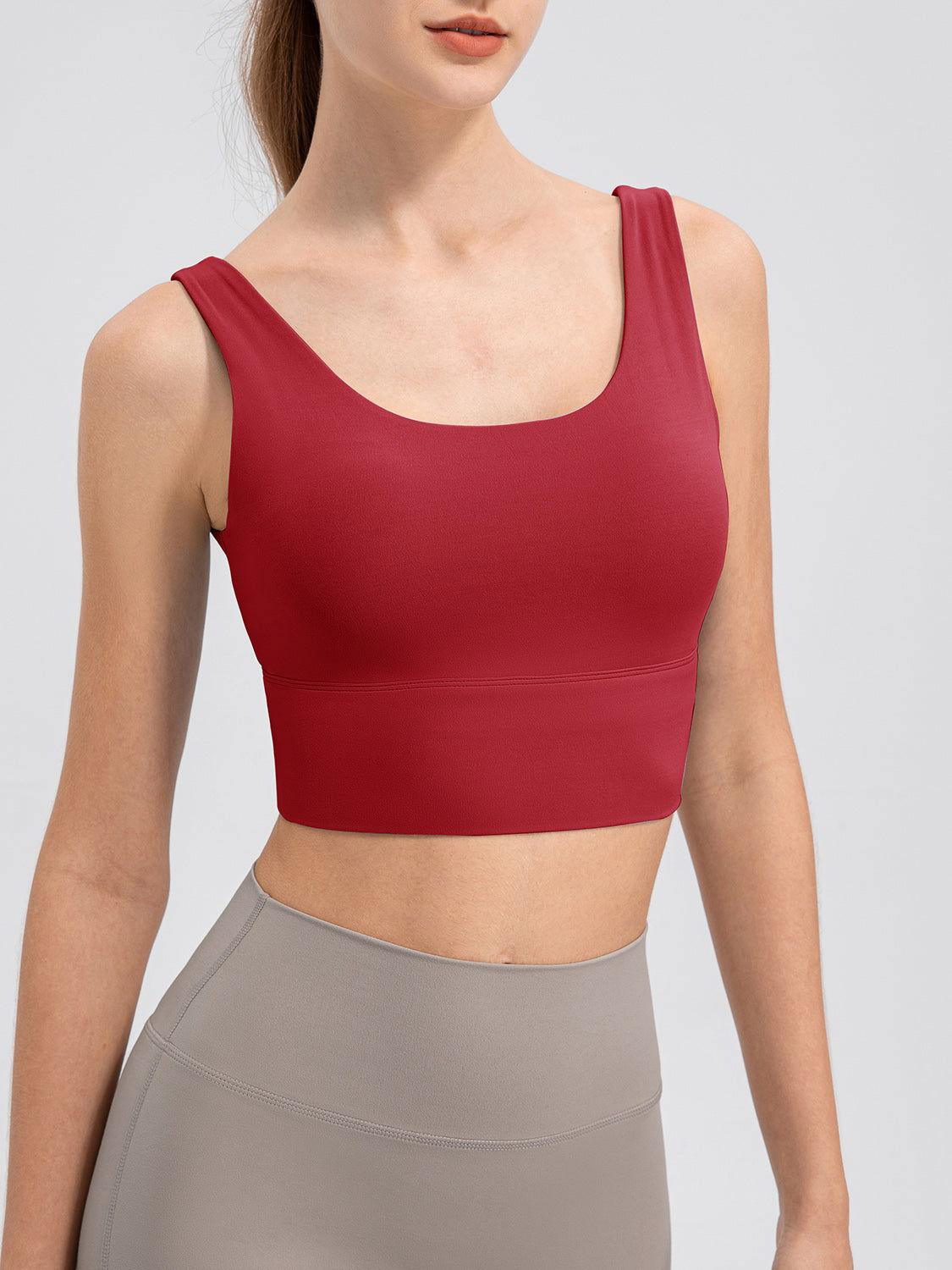 Scoop Neck Wide Strap Active Tank - Clothes For Her Online Store