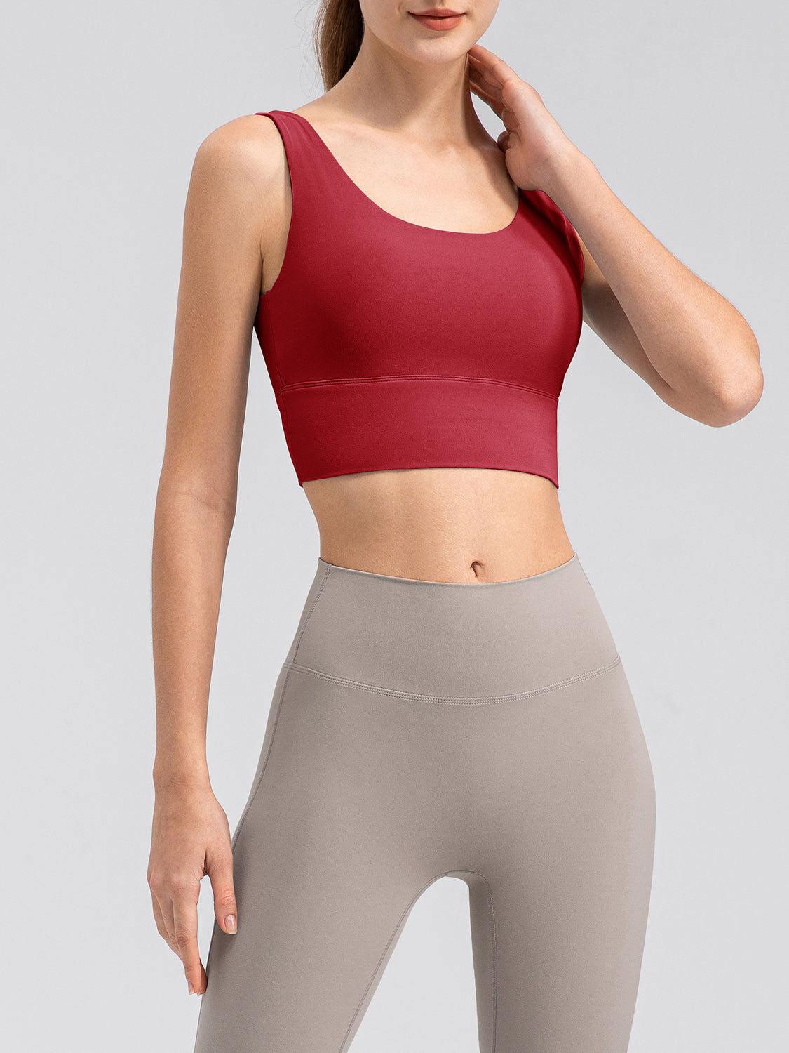 Scoop Neck Wide Strap Active Tank - Clothes For Her Online Store