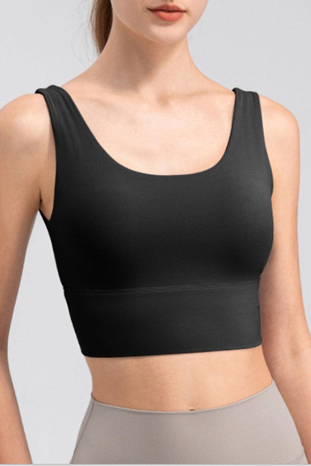 Scoop Neck Wide Strap Active Tank - Clothes For Her Online Store