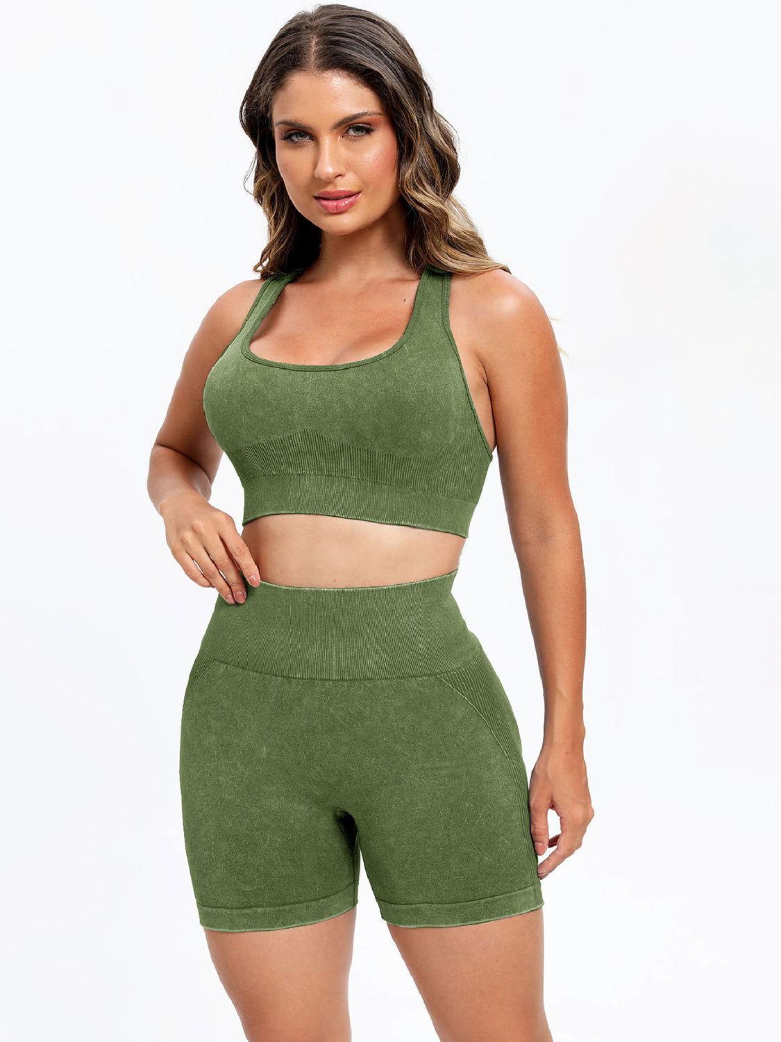 Scoop Neck Wide Strap Top and Shorts Active Set - Clothes For Her Online Store