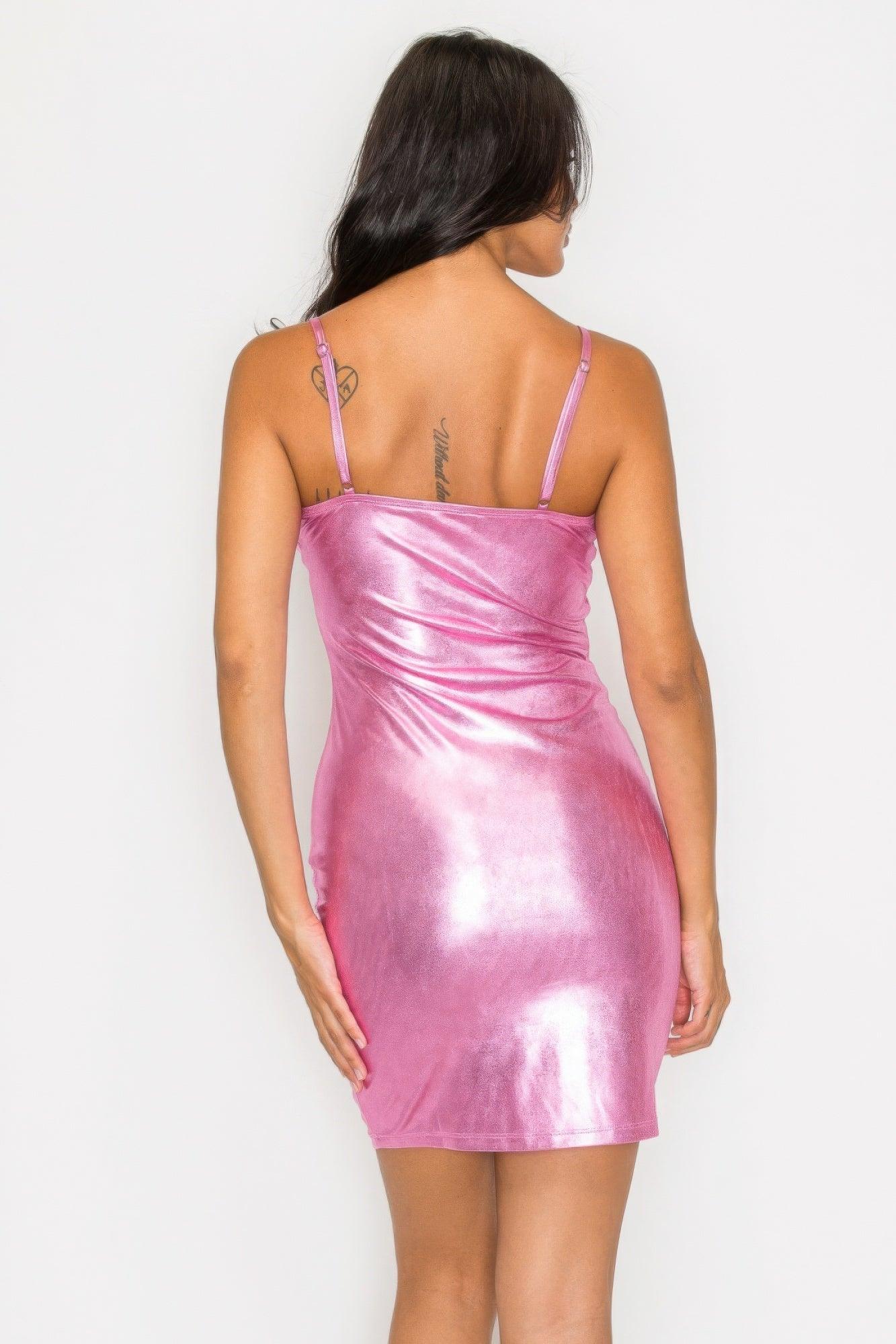 Scoop neck foil mini dress - Clothes For Her Online Store