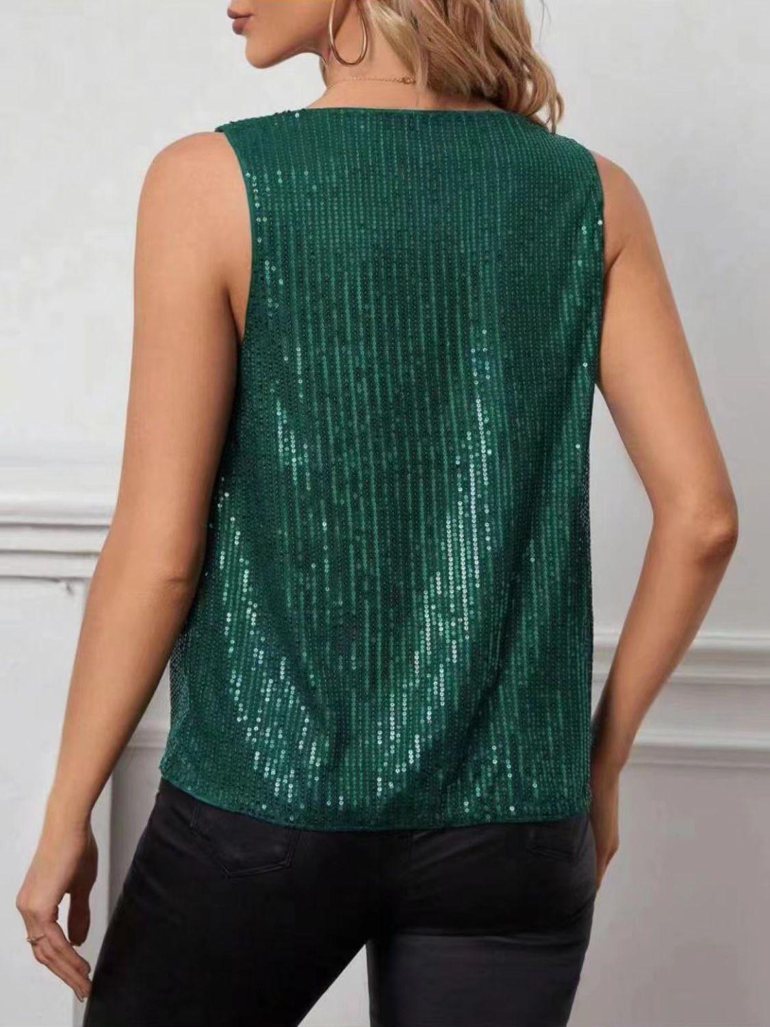 Sequin Cowl Neck Tank - Clothes For Her Online Store
