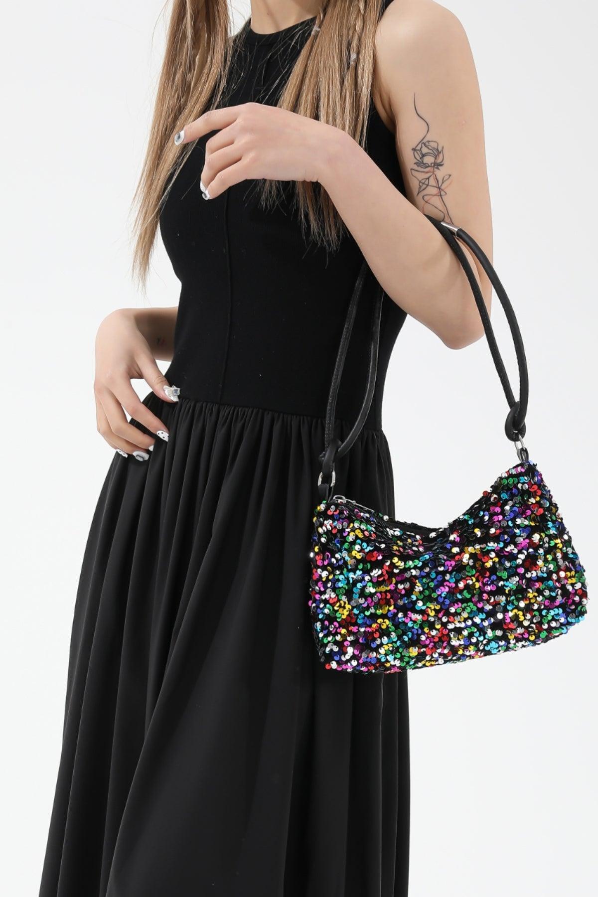 Sequin Double Strap Shoulder Bag - Clothes For Her Online Store
