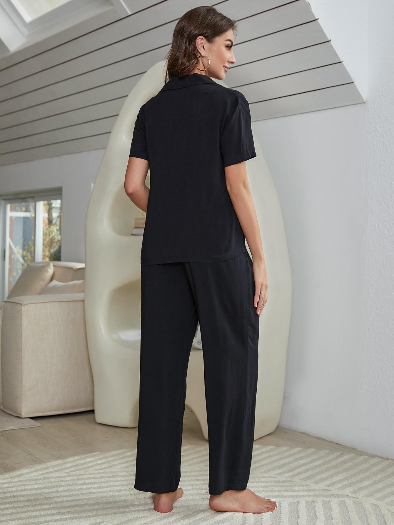 Short Sleeve Shirt, Bralette, and Pants Lounge Set - Clothes For Her Online Store