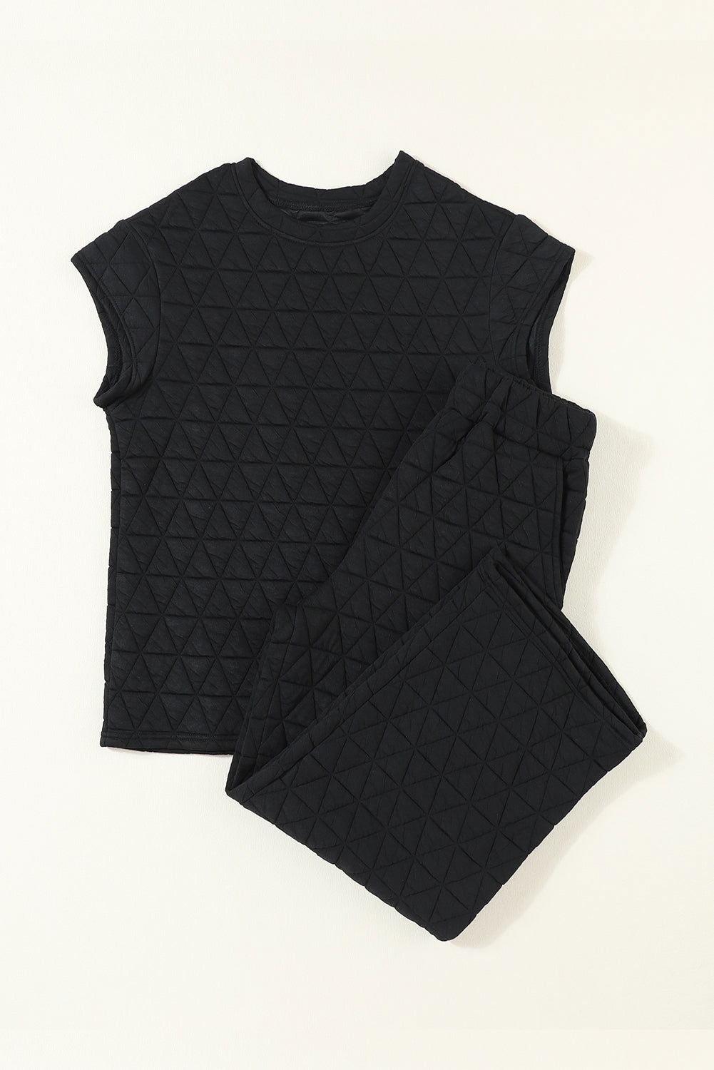 Short Sleeve Top and Pocketed Pants Lounge Set - Clothes For Her Online Store