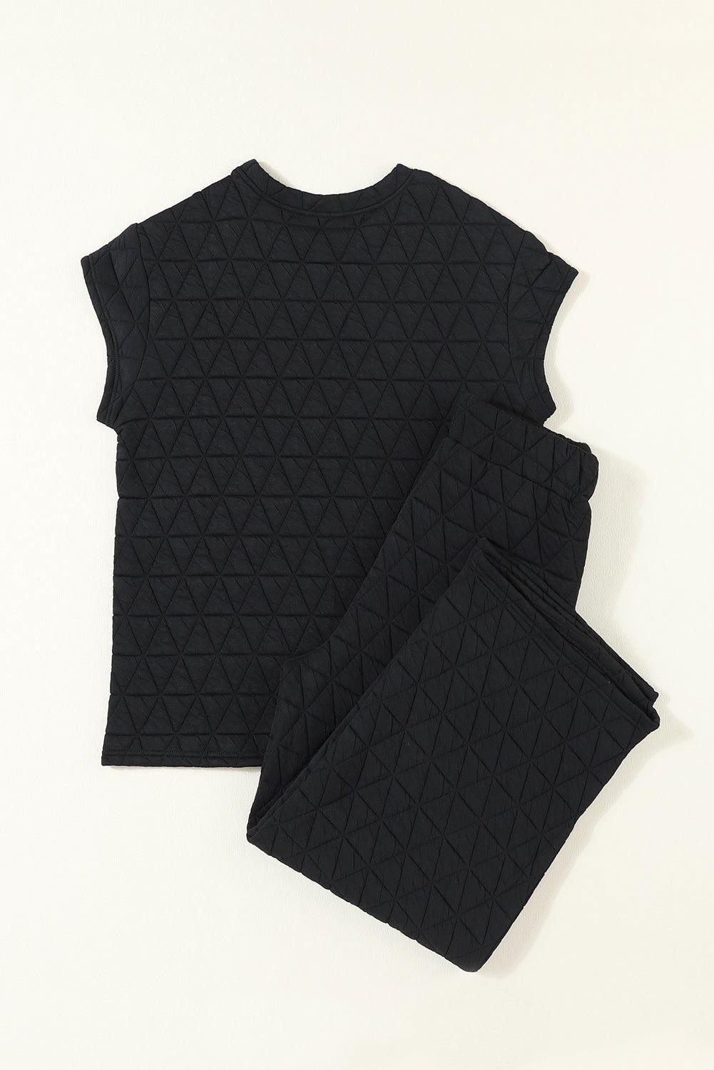Short Sleeve Top and Pocketed Pants Lounge Set - Clothes For Her Online Store